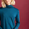 Jersey-Rollkragenshirt aus Lyocell/Elasthan