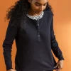 Knopfleistenshirt aus Bio-Baumwollripp