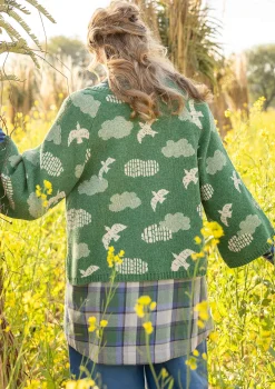 Strickjacke „Flyttfågel“ aus Recycling-Wollmischung/Recycling-Baumwolle