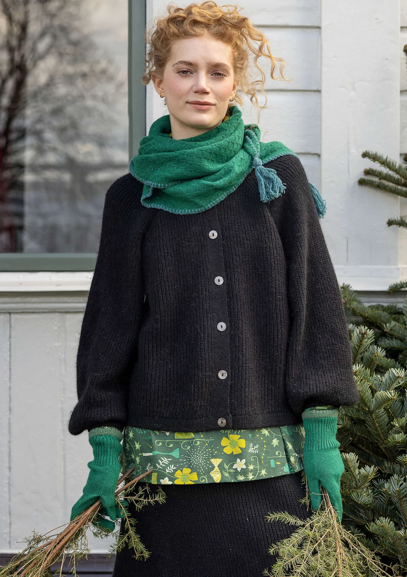 Strickjacke „Vinternatt“ aus Bio- und Recycling-Baumwolle/Alpakawollgemisch