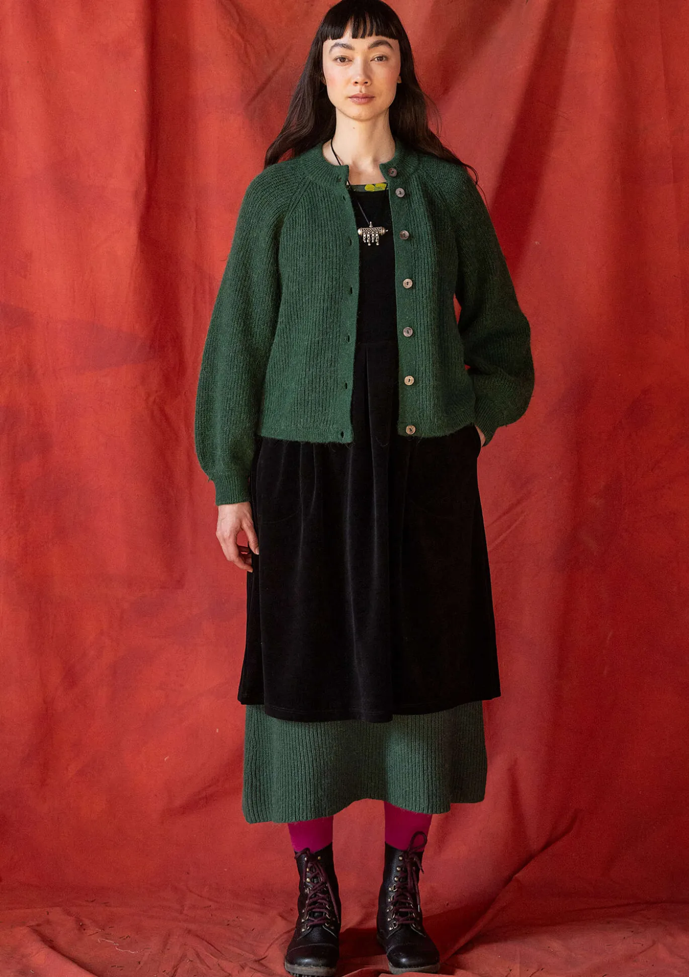 Strickjacke „Vinternatt“ aus Bio- und Recycling-Baumwolle/Alpakawollgemisch