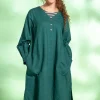 Webkleid aus Bio-Baumwolle/Leinen